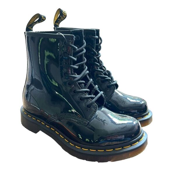 Dr. Martens Women’s 1460 8 Eye Patent Lamper Boots Size 5 Black 11821 Docs x12 - Picture 1 of 8